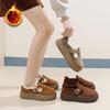 Botas de neve femininas quentes, camurça sintética, botinhas curtas no tornozelo com forro de pele sintética, antiderrapante, confortável, inverno, plataforma grossa, sapatos para caminhada, mocassins para mulheres
