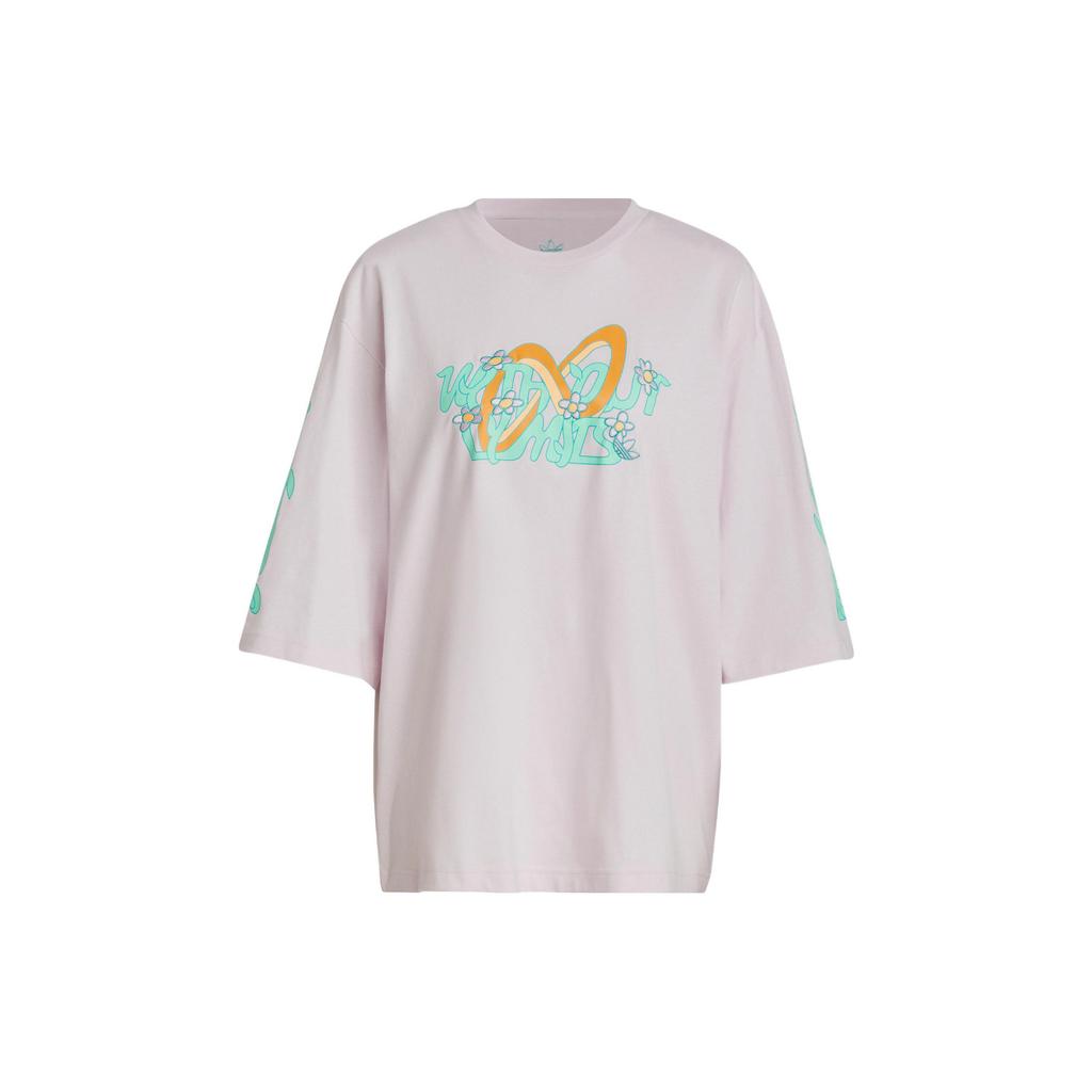 Adidas Originals SS22 Letter Print Sports Short Sleeve T-Shirt Women Tops Pink HT4953