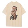 Summer T Shirt Baggy Style Breathable Printed Pure Cotton Scarf Pattern Heavy Comfort Drop Shoulder Mens Womens Tops