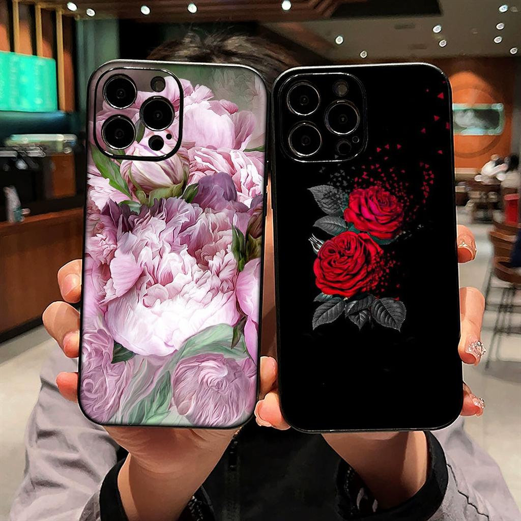 For Xiaomi Redmi 15C 15 A4 A5 9A 9T 10A 10C 9C NFC Note 11 9 8 10 Pro 8T Phone Cover Case Rose Flower Peony Red