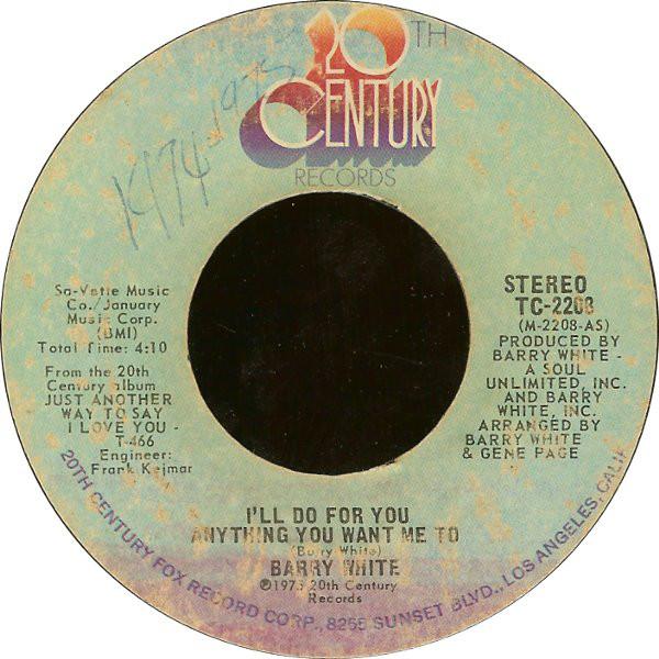 

7-дюймовая пластинка BARRY WHITE - I ll Do For You Anything You Want M TC2208 20th Century Re 1975 US Соул/Фанк Б/У