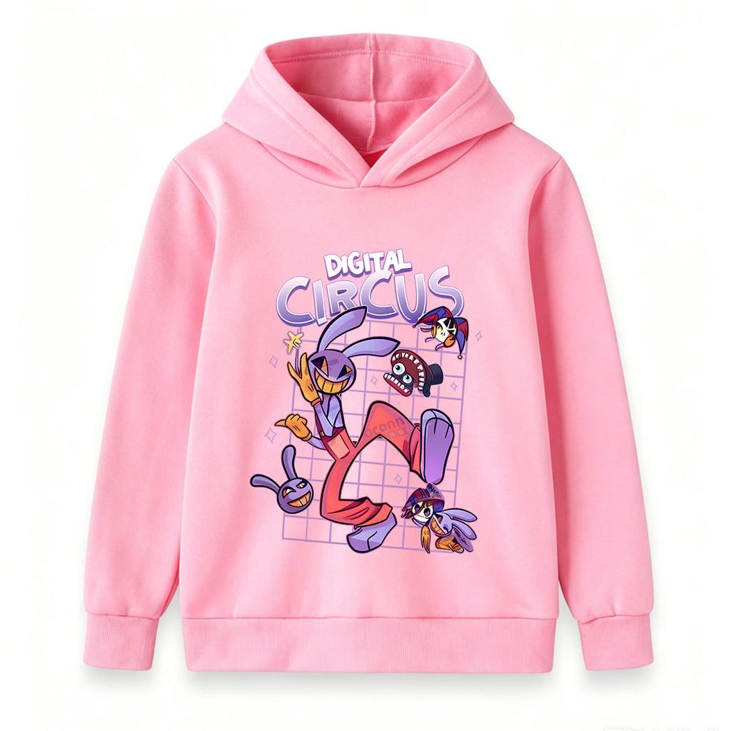 Kinder Jungen Mädchen Pullover Hoodie, Lustiger Digitaler Zirkus Cartoon Charakter Druck Lässiges Langarm Kapuzenpullover für Tägliches Tragen, Schule und Draußen