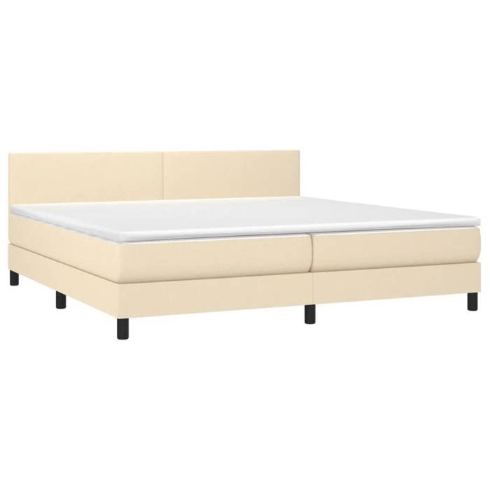 Sommier à lattes avec matelas - Maison Exclusive - 200x200cm - Tissu Crème - LED Colorée