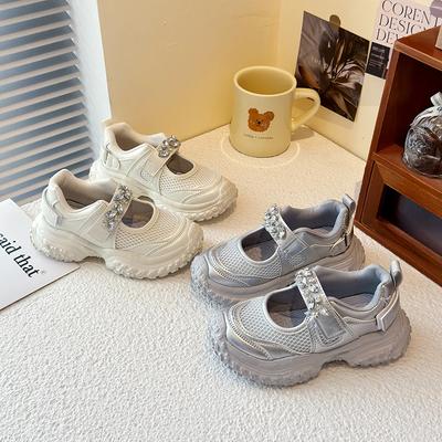 Mädchen Sneaker mit Strass Kinder Freizeitschuhe Kristall Atmungsaktiv Air Mesh Mode 2025 Frühling Sommer Klassische Weichsohlenschuhe