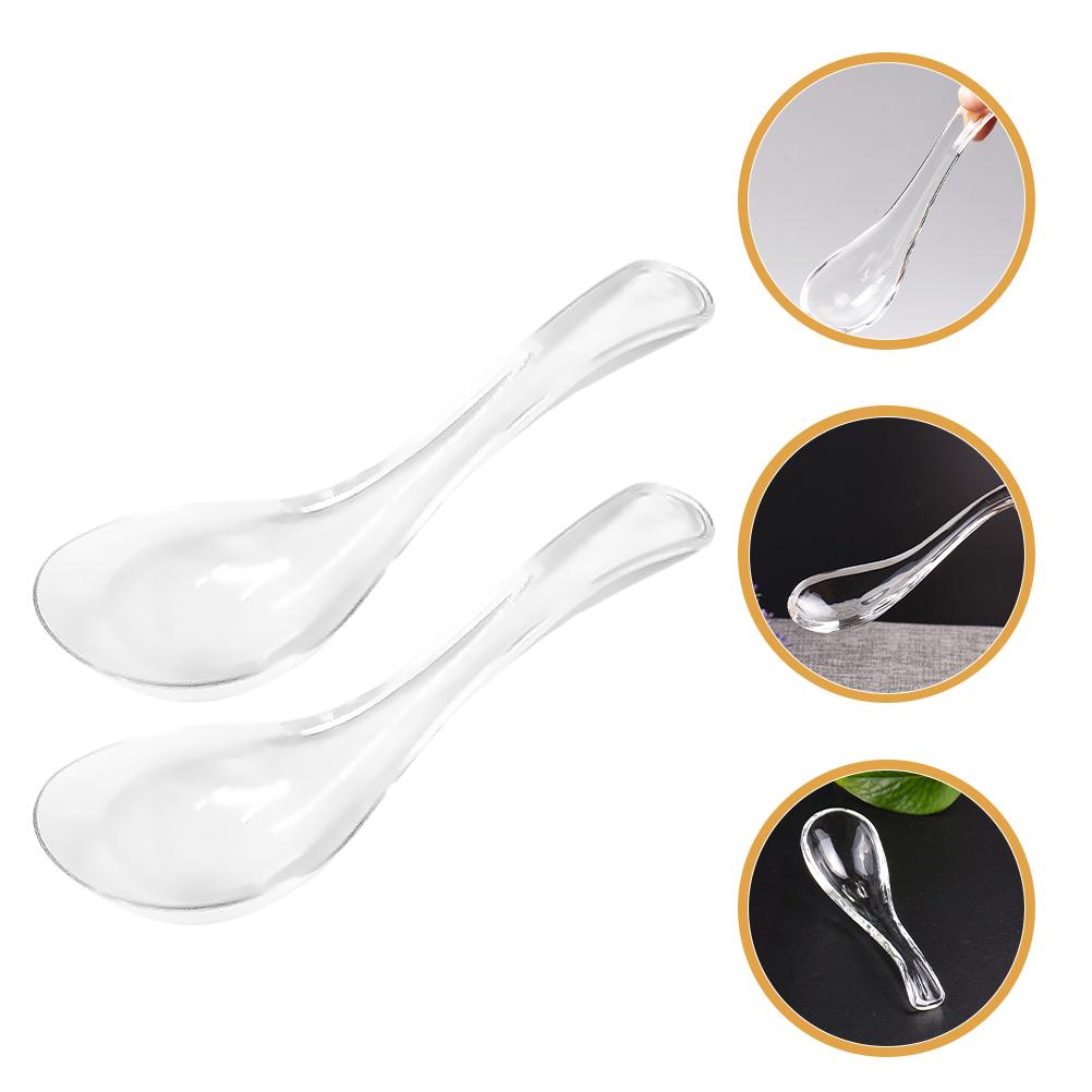 

2 Pcs Glass Spoon Transparent Dessert Spoons Soup Kitchen Accessories Clear Food Household Supplies Glass Soup Spoons Dining Bar