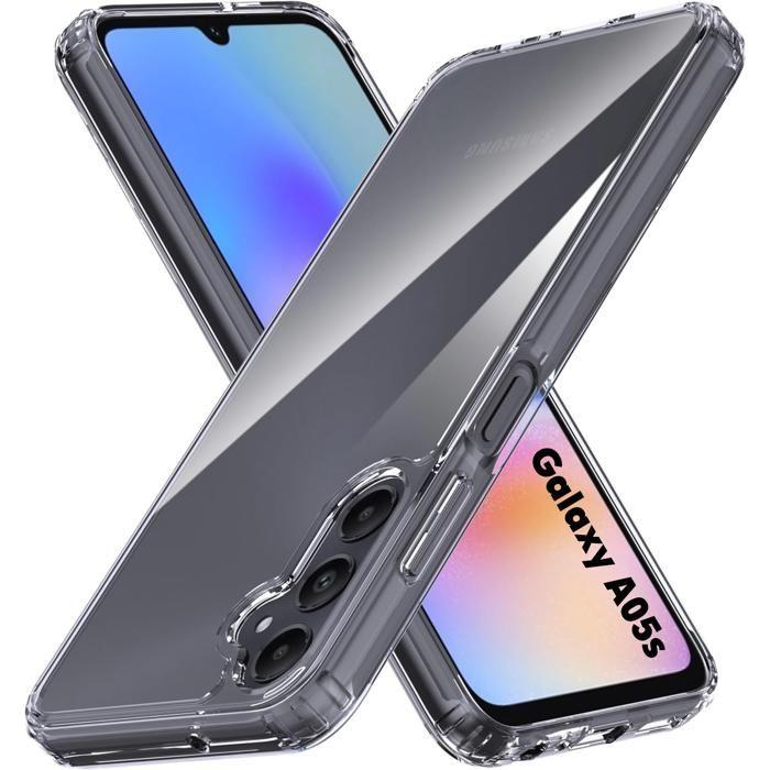 Case and Neck Strap for Samsung Galaxy A05S - Transparent Soft TPU Adjustable Black Cord Phonillico®