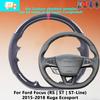 Custom Fit Carbon Fiber Leather Car Steering Wheel Cover For Ford Focus (RS | ST | ST-Line) Kuga Ecosport Suede Car Accessories