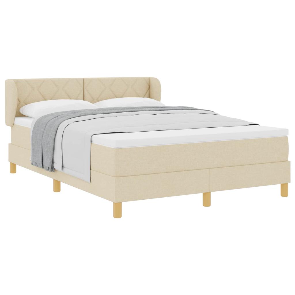 Boxspring Bed with Headboard Cream 140 x 200 cm Fabric