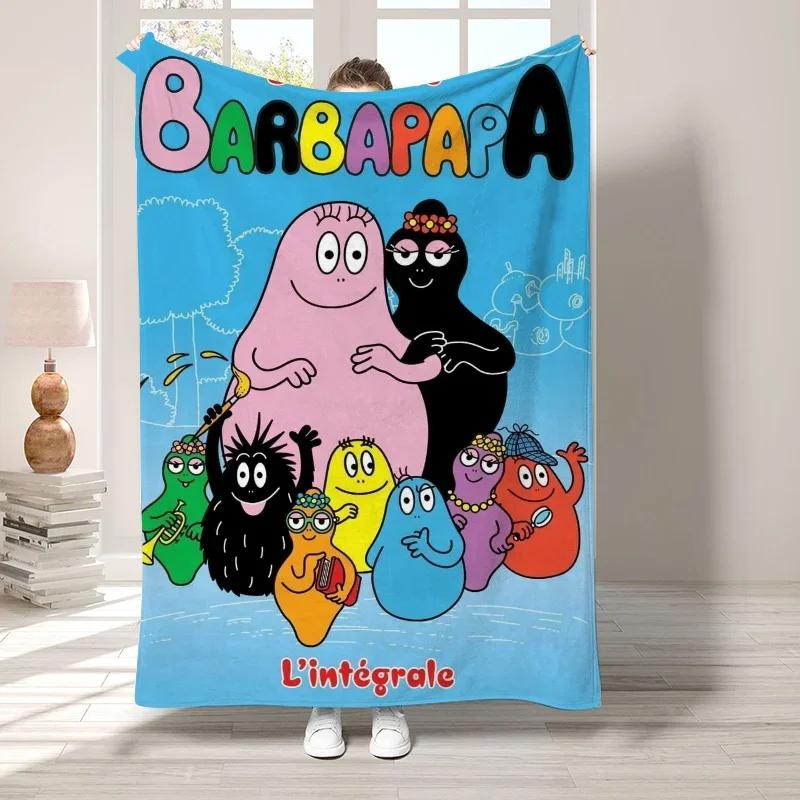L-Les Barbapapa Decorative Blanket for Living Room Bedroom Decoration Bedspread On the Bed Fluffy Soft Blankets Boho Home Decor