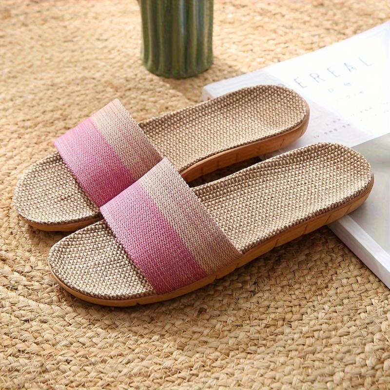 1 Pair Linen Slippers - Breathable, Sweat Absorbent, Non-Slip EVA Sole for Indoor House Shoes, Casual All-Season Wear