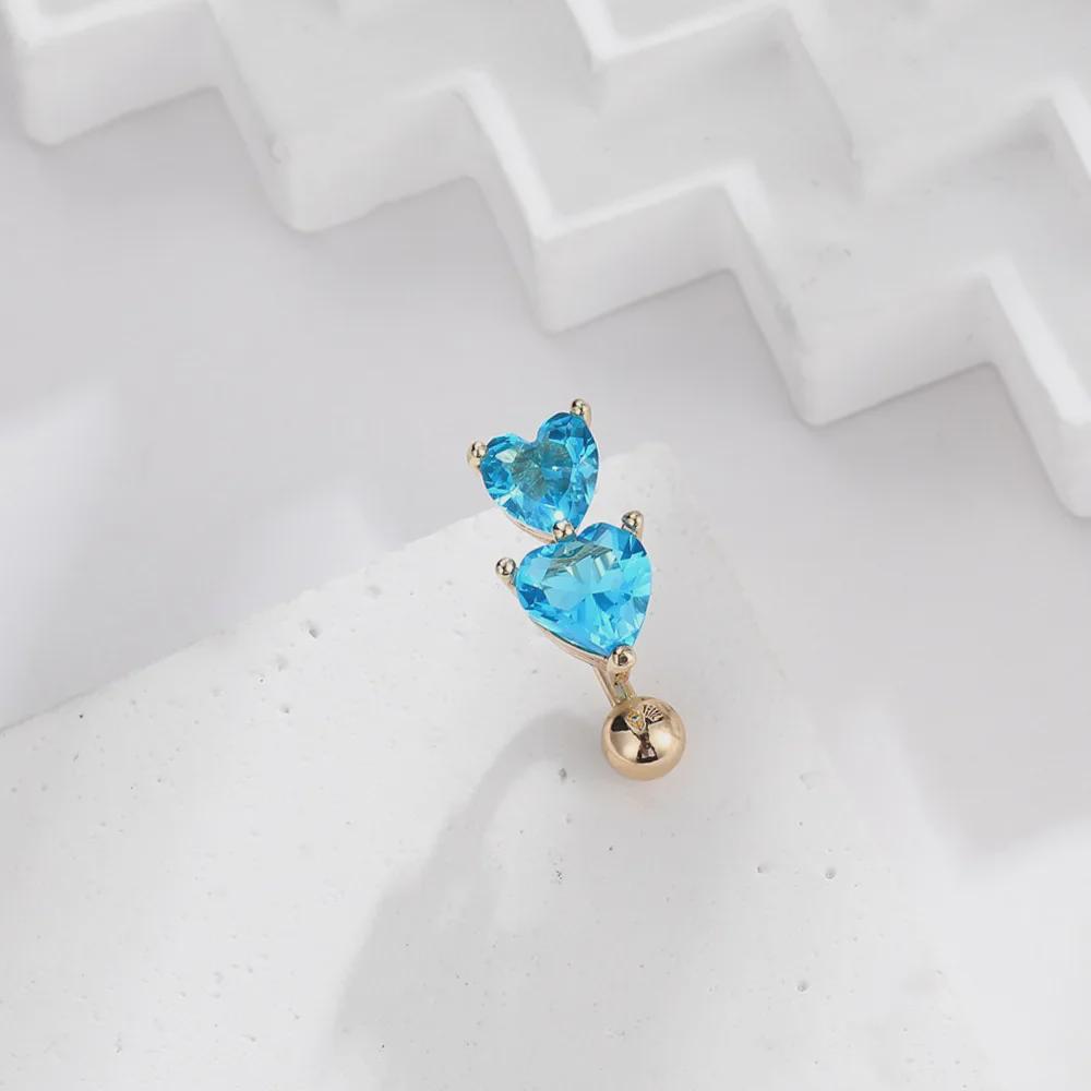 Beliebtes Doppelherz Strass Bauchnabelpiercing - Europäischer & Amerikanischer Stil