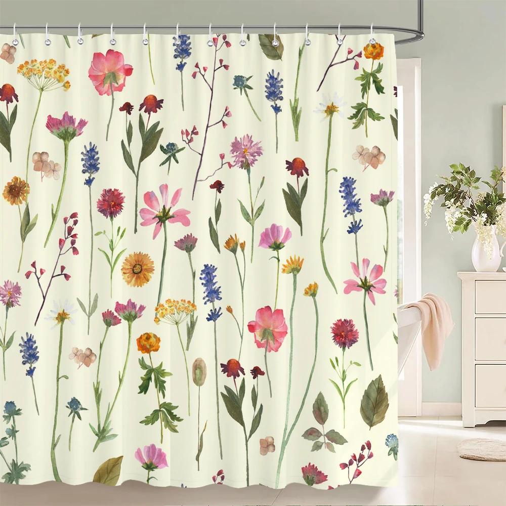 Plants Tree Leaves Shower Curtains with Hooks Home Decoration for Floral Bathroom Curtain Polyester Fabric Bath Curtain