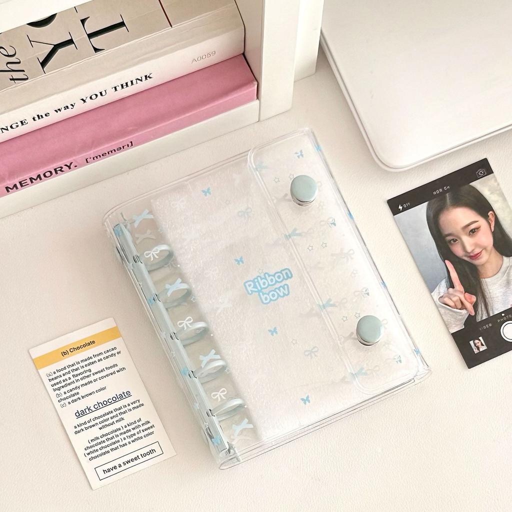 M5 Bow Star Double Buckle Transparent PVC Soft Cover Color Clip Loose Leaf Accessories Diary Notebook Office Supplies