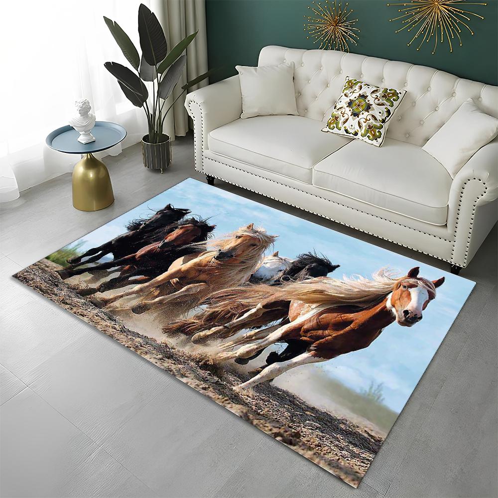 3D Animal Pentium Gallant Horse Steed Carpet Rug for Home Living Room Bedroom Sofa Doormat Decor,kid Area Rug Non-slip Floor Mat
