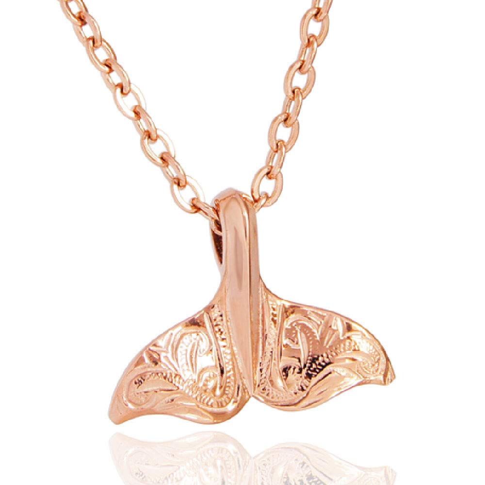 

[2PIECES] pe2214-pksmall [Brand Name] Silver Necklace Whale Whale Tail Hawaiian Stainless Steel Chain [Small] Pink Gold 45cm