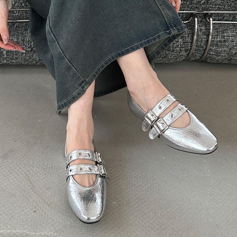Fashion Female Footwear Shallow Ladies Ballet Flats Shoes Fashion Buckle Strap Round Toe Luxury Women Flats Mary Janes Shoes