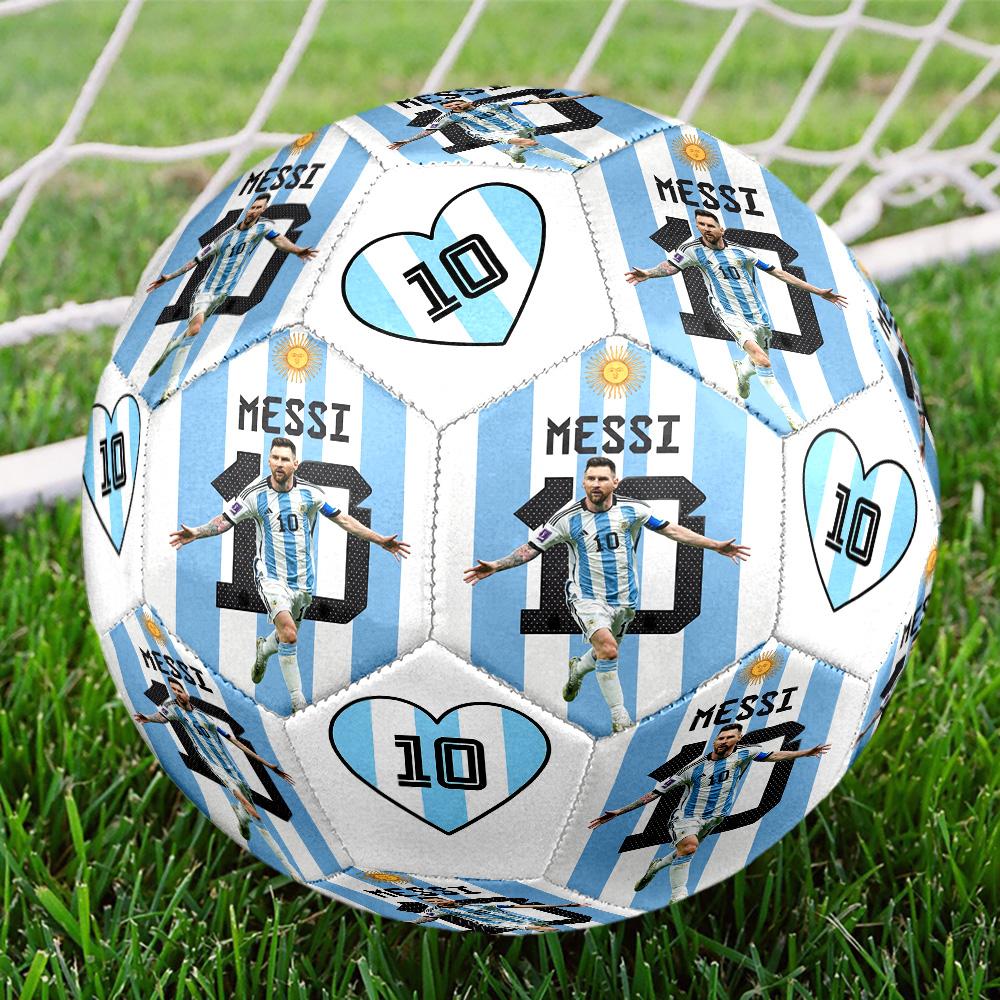 Messi 10 Number Argentina World Cup Champion Size 5 Football Machine Sewn Indooroutdoor Universal Football Perfect Commemorative Gift For Soccer Lover