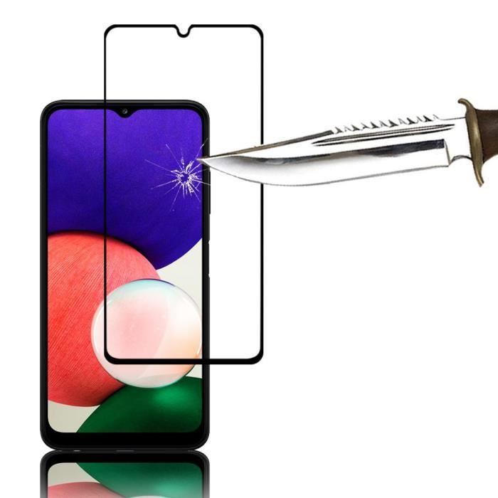 Film de protection d'écran - VCOMP - Samsung Galaxy A22 5G - Verre Trempé - Noir - Résistant aux rayures