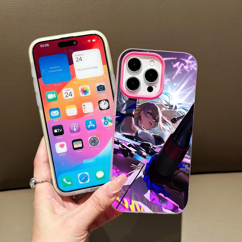 HSR Serval Jelly Double layer Rose Red Mobile Phone Case for iPhone 17 16 15 14 13 12 11 Air Pro Max Plus Protective