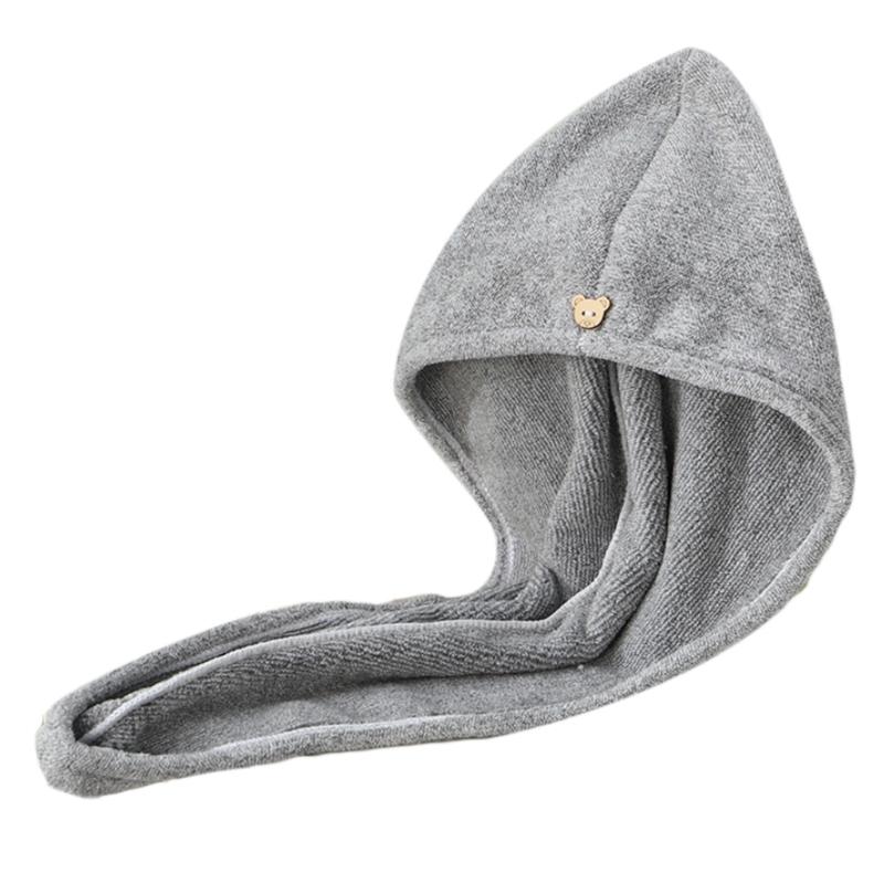 

Полотенце-тюрбан для волос из бамбукового угля, микрофибра, быстросохнущий, с пуговицей, абсорбирующий, против пушистости, шапочка для душа, принадлежности