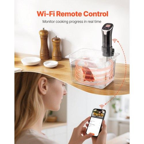 VEVOR Sous Vide Precision Cooker, 1100W Sous-Vide Cooking Machine, WIFI Immersion Circulator with 10 Preset Recipes, LCD Touchscreen, Fast-Heating