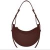 Solid Color Crescent Shaped Shoulder Bag Pu Leather Womens Crossbody Purse For Daily Use
