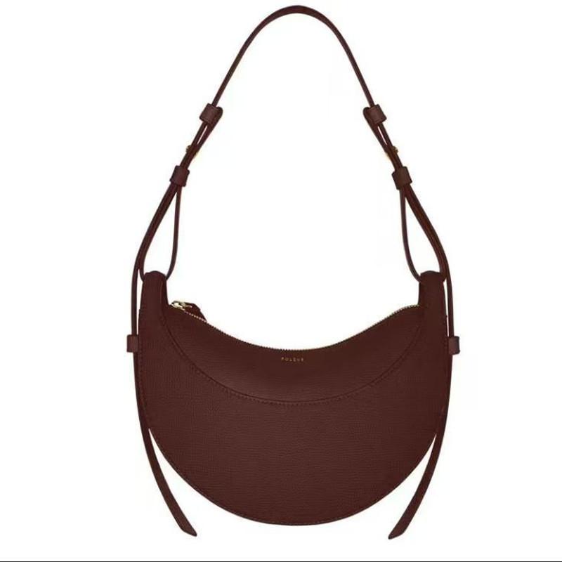 Solid Color Crescent Shaped Shoulder Bag Pu Leather Womens Crossbody Purse For Daily Use