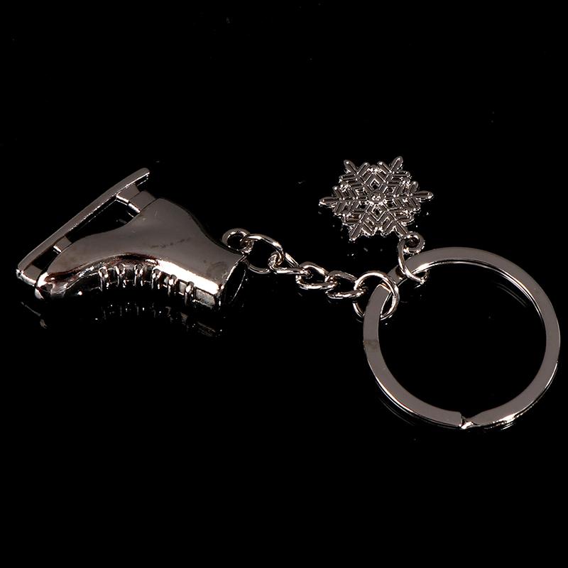 Silver Color Ice Skates Snowflake Pendant Key Ring Skating Key Chain Keychain