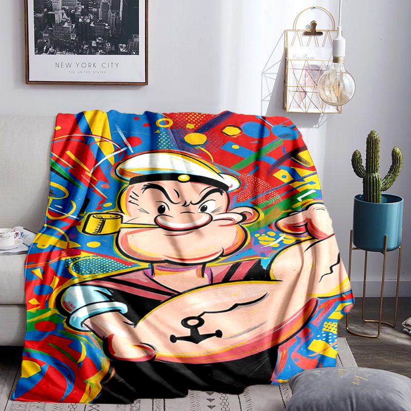 Popeye's Strength Displayed Throws Blanket Flannel Blankets Plush for Couch Bed Gifts for Men Women Travel Picnic Blanket Christmas Fan Gifts