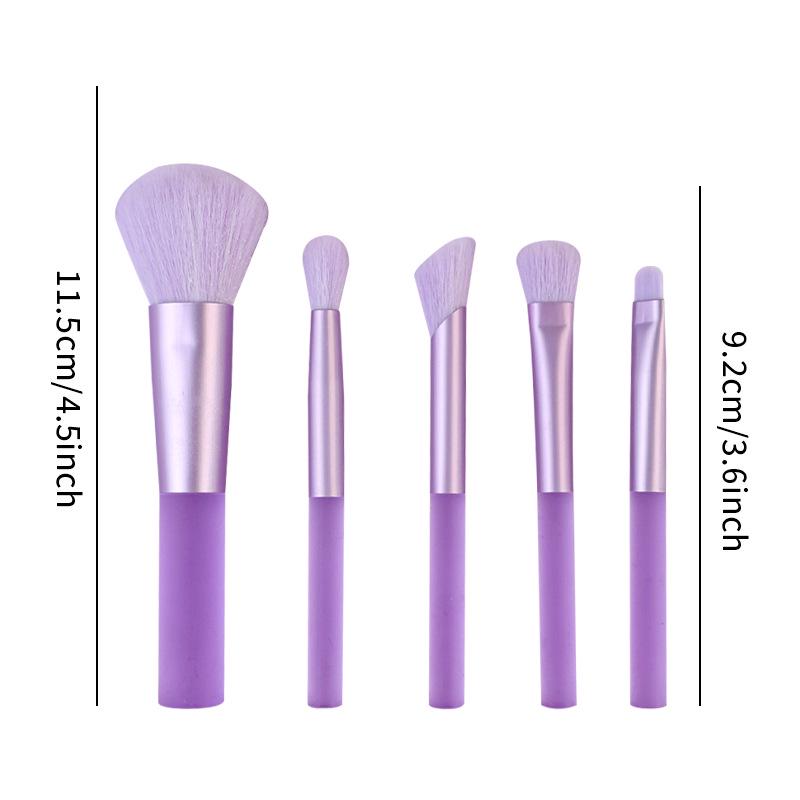 5-teiliges Schnelltrocknendes Make-up-Pinselset mit Netztasche - Enthält superweiche Puder- und Stippling-Rougepinsel