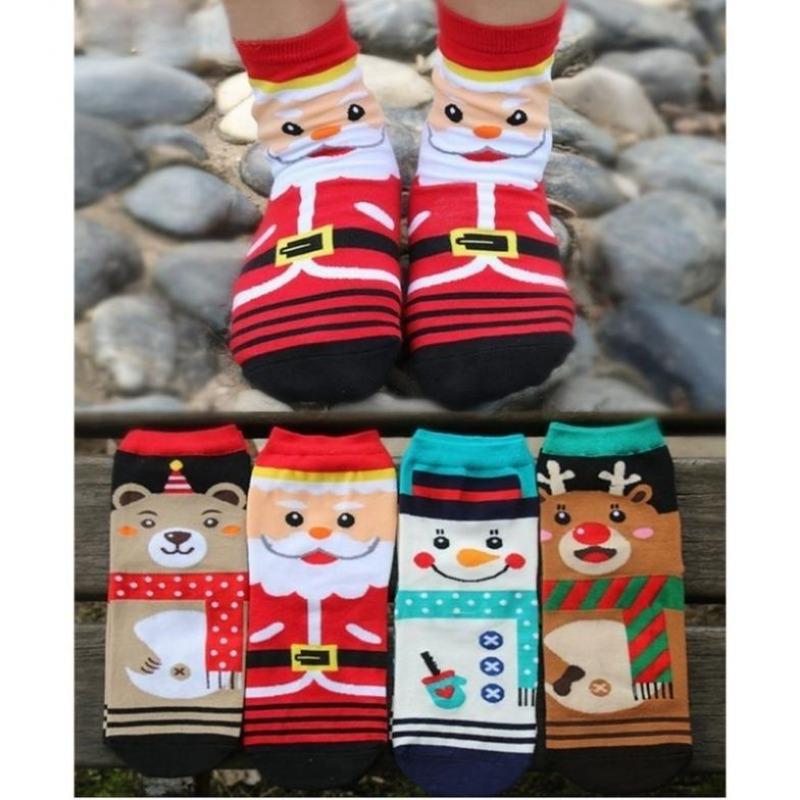 1 paar Weihnachten Frauen Mädchen Winter Warme Baumwolle Socken Santa Claus Rentier Schneemann Bär