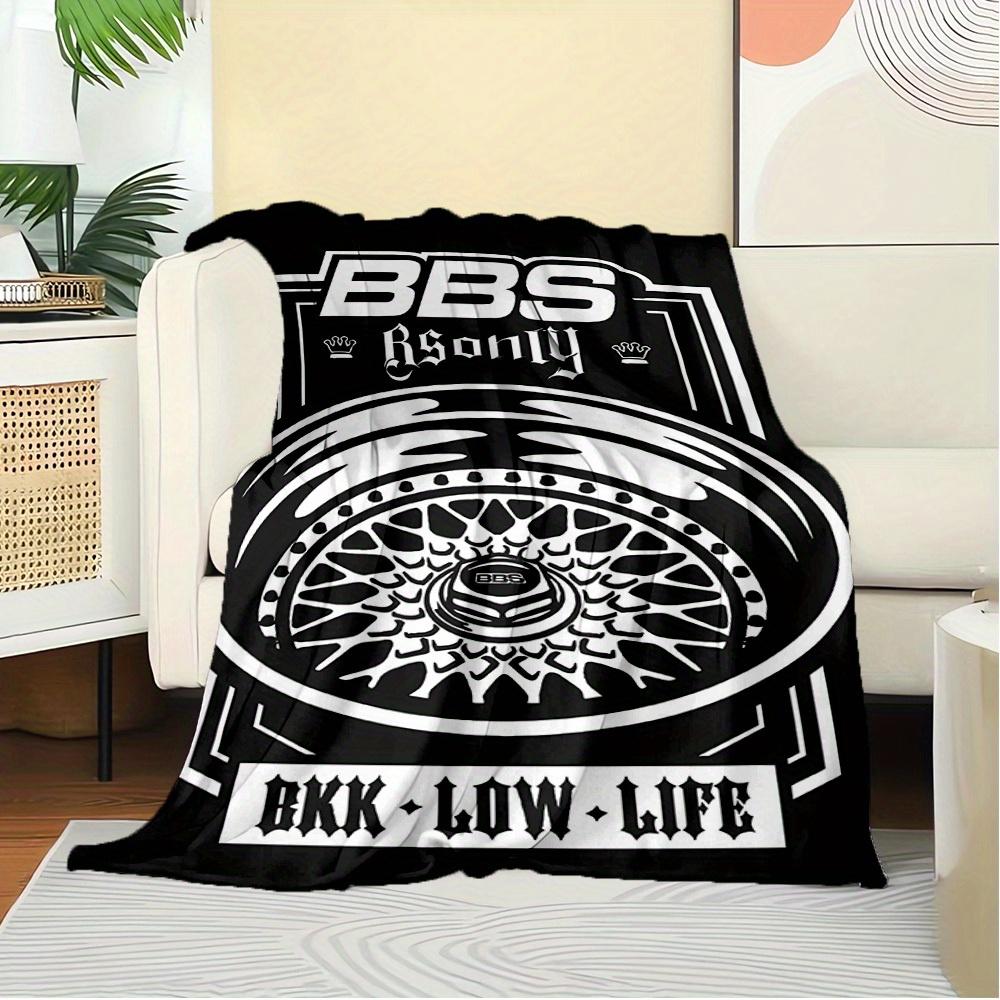 

1pc BBS,Wheels,Lifestyle Print Flannel Blanket Suitable for All Seasons, Perfect for Home, Travel, or Camping 80cm x 120cm