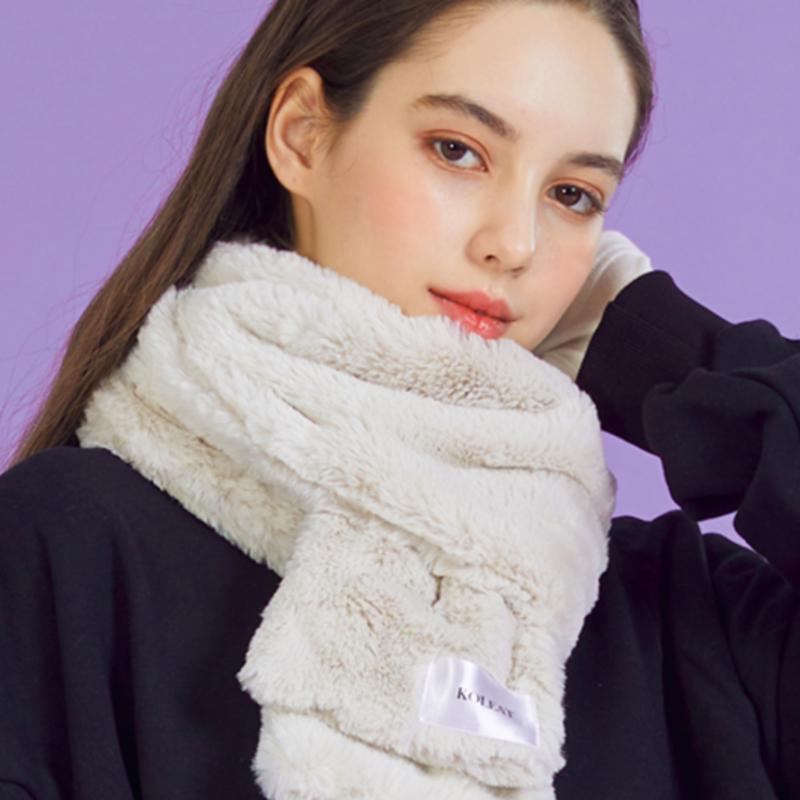 

KOLEAT WOMEN Daily Warm Heating Fur Scarf [IVORY] Winter Muffler ver. IVORY_FREE