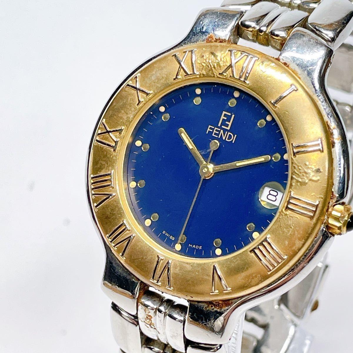 Used 68 FENDI 900G Men s Watch Date Blue Dial