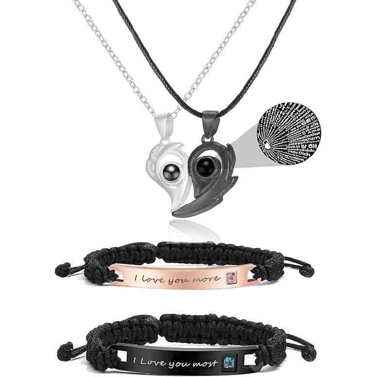 Long Tiantian Couples Bracelets Necklaces Matching Couple Bracelet Necklace for Bf Gf Couple Gifts for Her Couples Promise Necklace Bracelet for Him