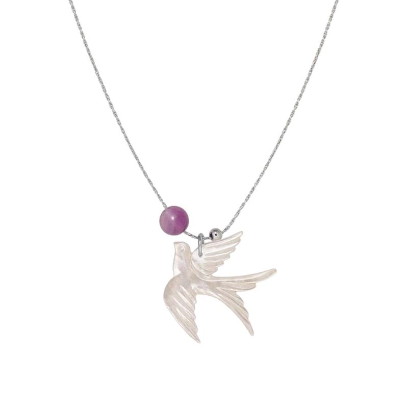 

Elegant Swallow Bead Necklace New Chinese Style Clavicle Chain User Friendly Alloy Resin Jewelry for Women Daily Wear