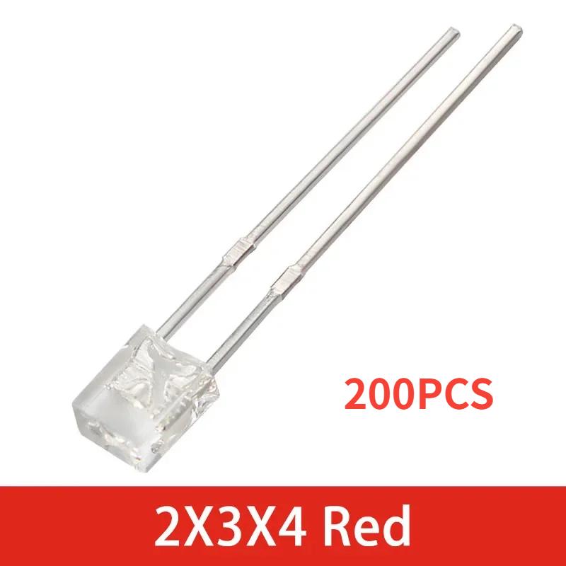 100/200PCS 2*3*4 LED Diode Kit Square LED Emitting Diodes Lamp White Red Green Blue Yellow Clear Diffused DIY Indicator 2x3x4mm