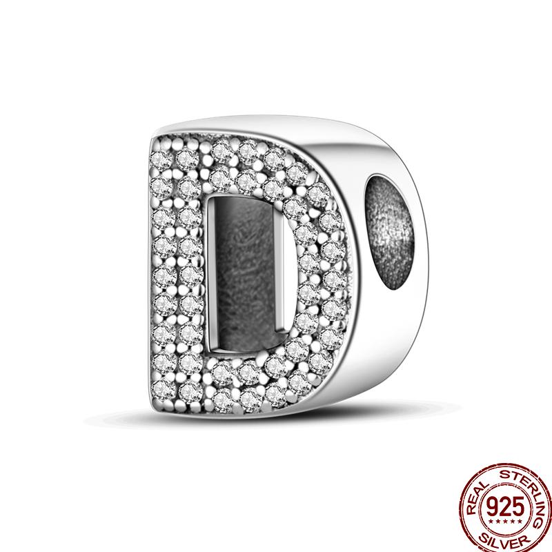 Copper 26 Letter Copper Series Shiny Zircon Lucky Letter Beads Charm Suitable Fit 3Mm Original Bracelet