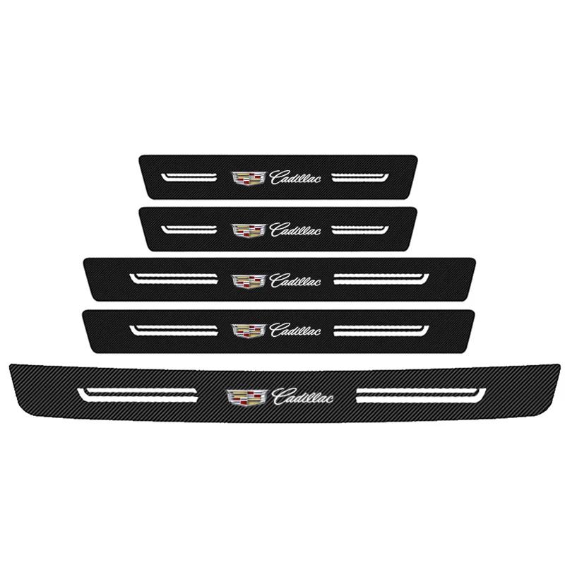 Car Carbon Fiber Door Sill Protector Stickers for Cadillac CTS DTS STS XTS ATS BLS SLS CT5 CT6 XT5 XT6 Anti-Scratch Accessories