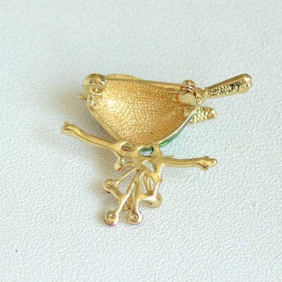 Enamel Colorful Bird Faux Brooch Bird Alloy Crystal Branch Lapel Pin Sweater