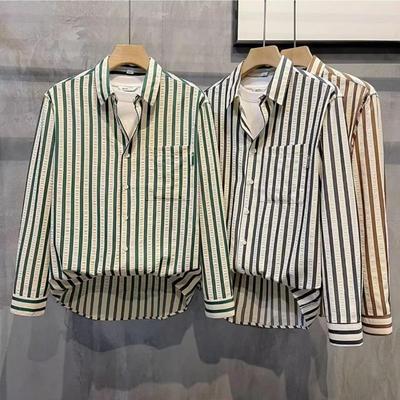 Men's Long-Sleeve Workwear Jacket - Trendy Loose Casual Shirt for Spring & Autumn, Hong Kong Style
