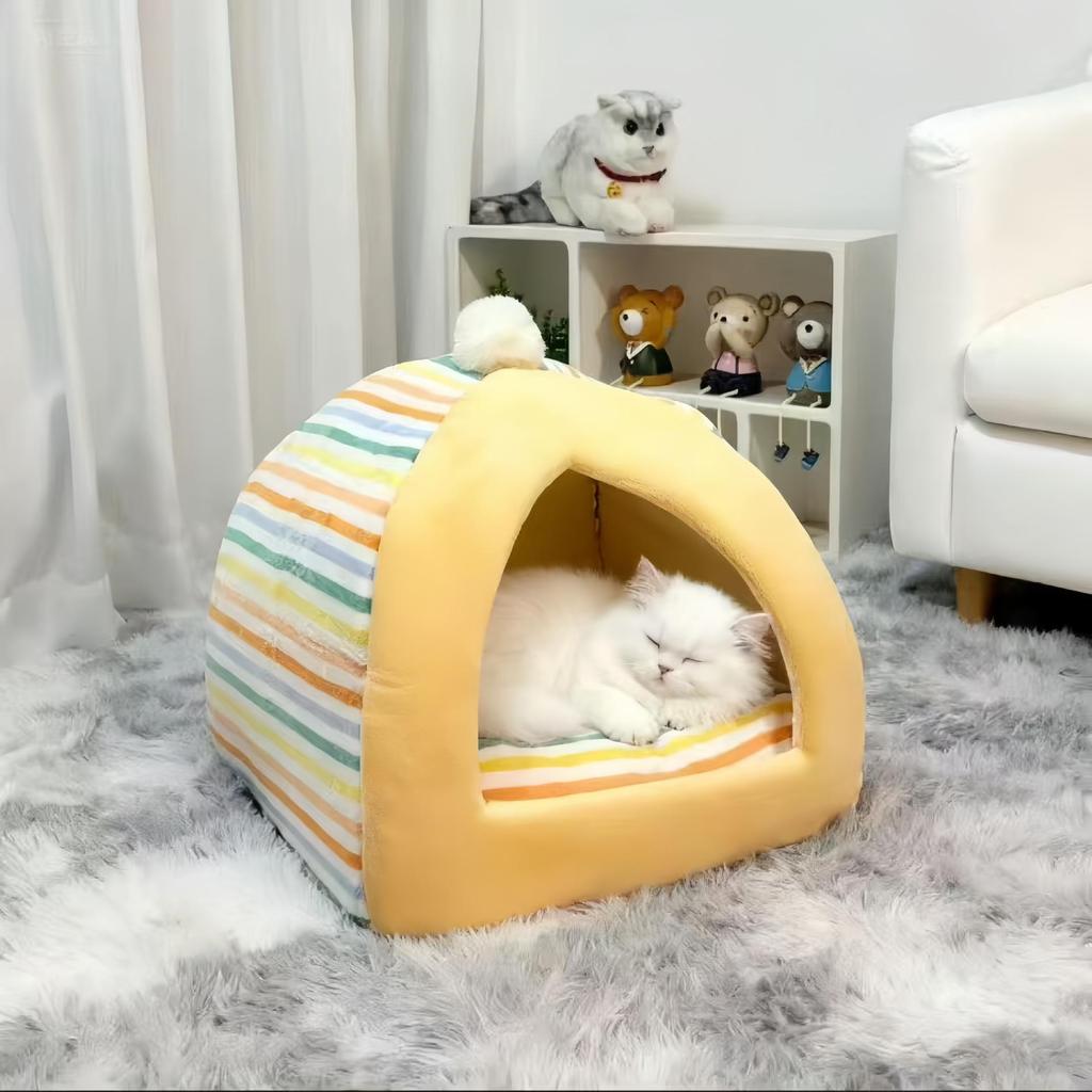 Cozy Mushroom Pet Tent: Warm Semi-Enclosed Indoor Bed for Cats and Dogs