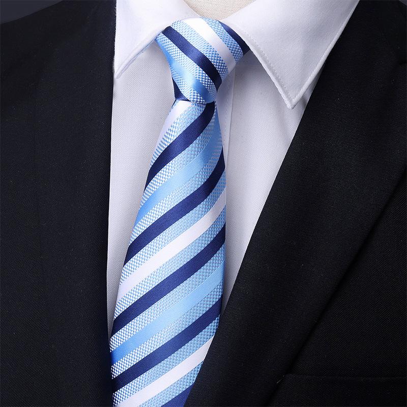 Men'S Blue Business Dress Tie Wedding Groom Work Korean Version Zipper-Style No-Beater Tie Gift Box