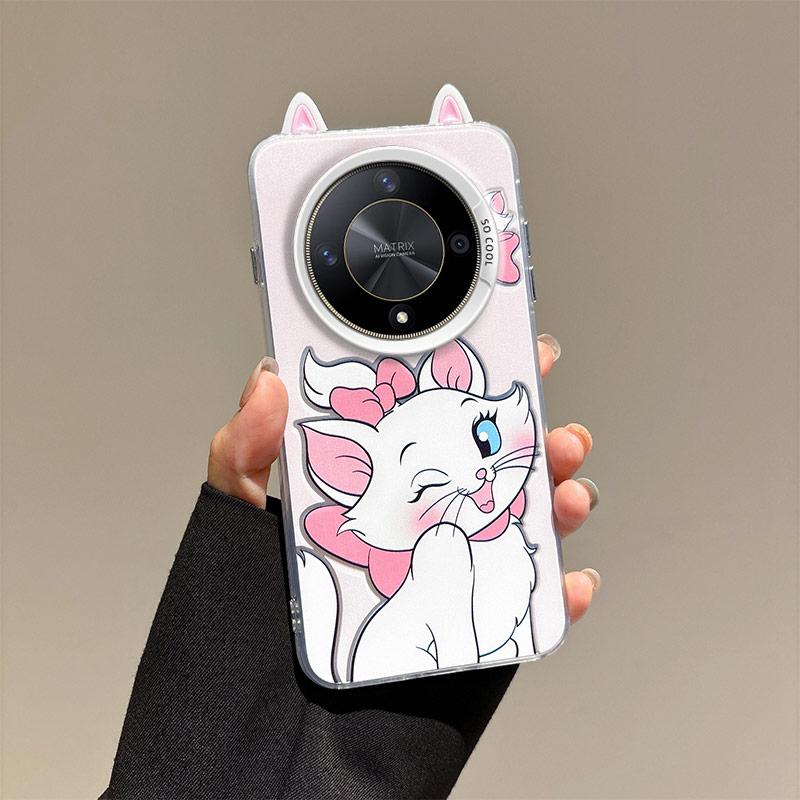 KEYSION Husă Drăguță cu Urechi de Desene Animate pentru HONOR X9b 5G cu Șnur Silicon Moale+PC Rezistent la Șocuri Husă de Telefon pentru Huawei Magic 6 Lite 5G