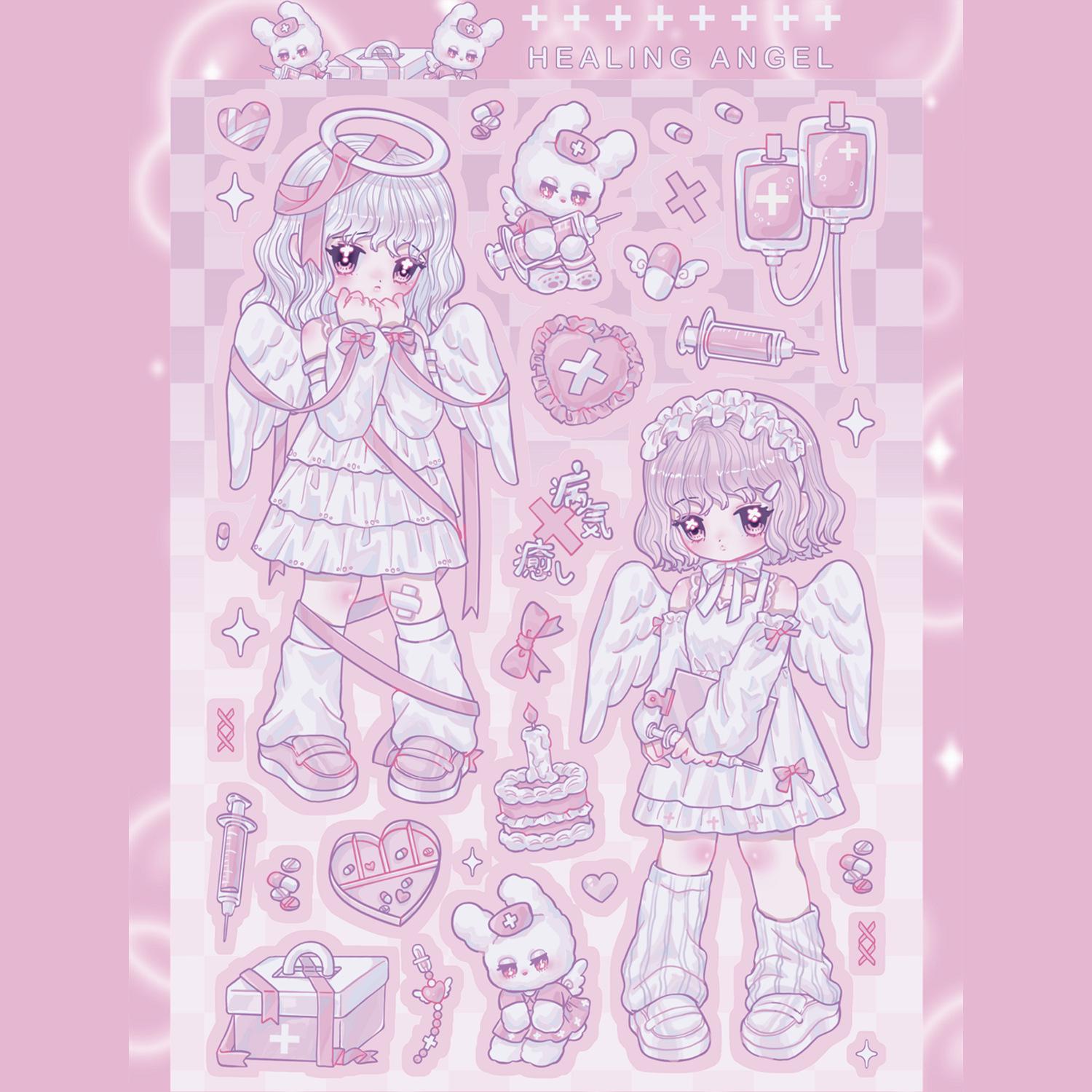 Coisini Sweet Korean Style Character Stickers: Cool Double Person Girl Design for Journals