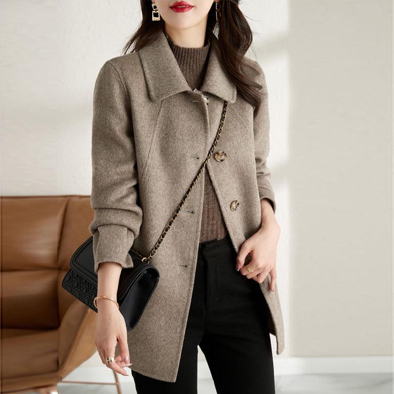 2026 Autumn/Winter Mid-Length Slimming Wool Coat with Lapels for Petite Women