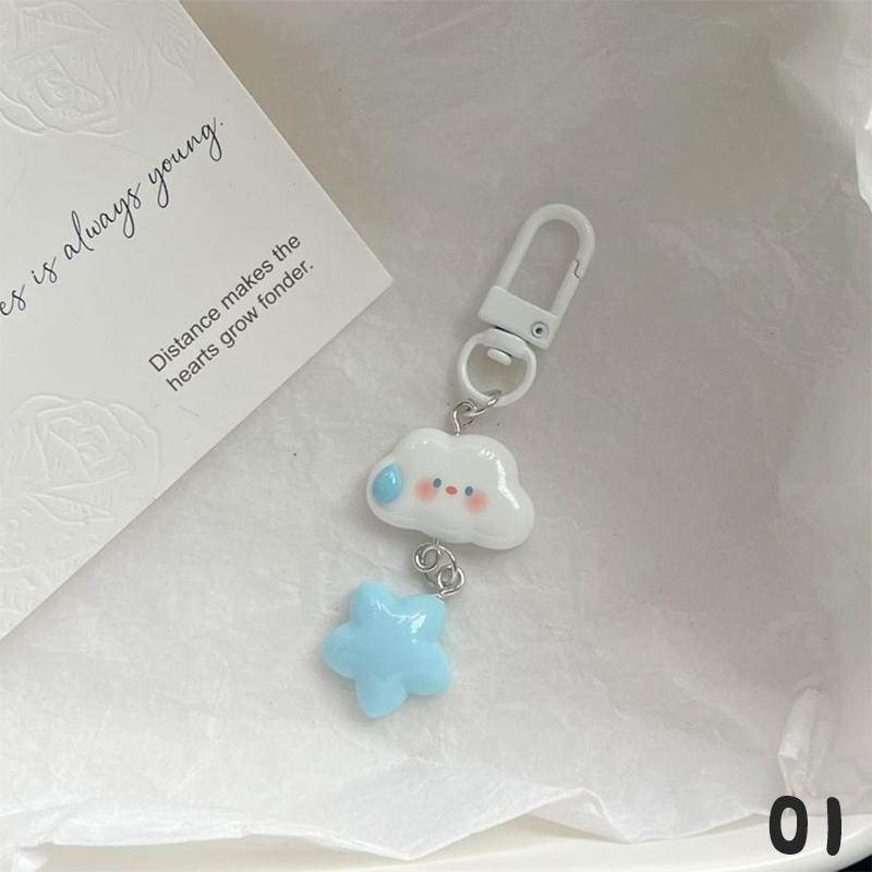 

1 Pcs Cute Clouds Stars Keychain Pendant Keyring For Girls Backpack Charm Headphone Case Accessory Creative Gifts 01