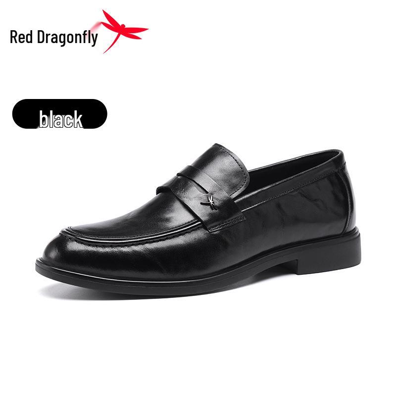 Red Dragonfly Men s Summer Leather Loafers - Casual Slip-on Business Formal Shoes 41 чёрный