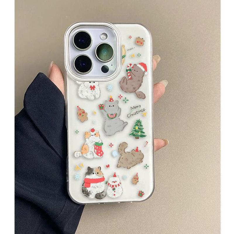 New INS Trendy Christmas Snowman Cute Cat Phone Case For iPhone 17 Air 16 15 14 13 12 11 Pro Max XS Max 78Plus Shockproof Cover