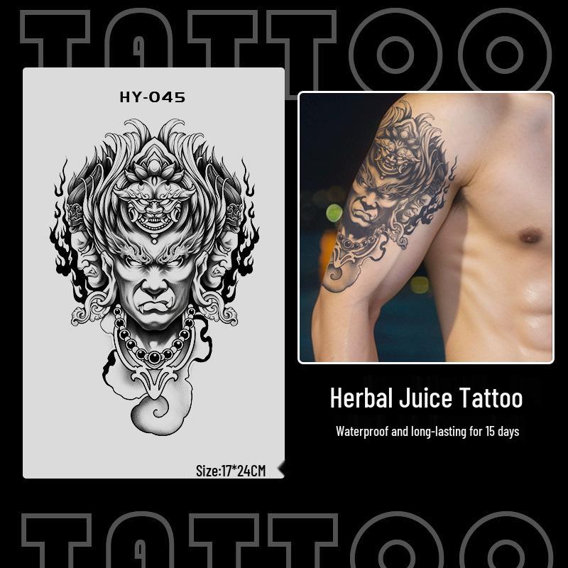 Japanese Traditional Tattoo Waterproof Sticker: Men's Long-lasting Floral Arm Pattern.